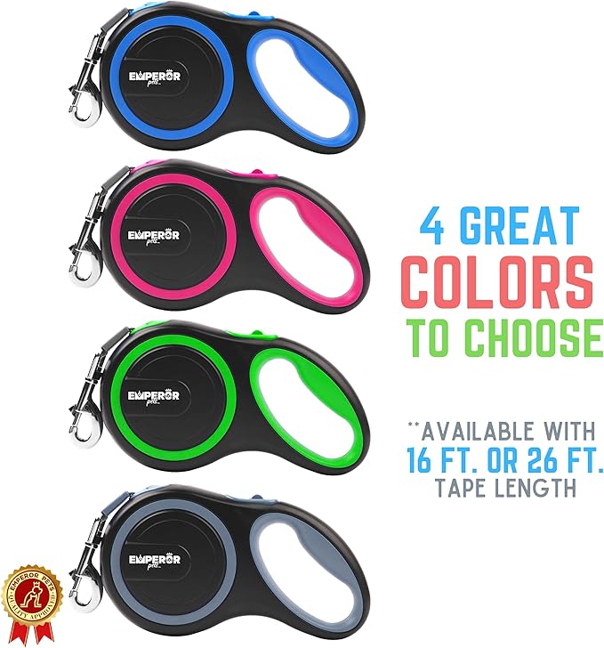 Emperor Pets 26 ft Retractable Dog Leash Large Dogs - Up to 110lb, Large Dog Leash Heavy Duty Dog Leash Retractable 26 ft, Dog Leashes for Large Breed Dogs, Dog Leashes for Medium Dogs -GN26 EmperorPets