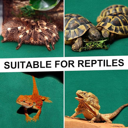 Haull 4 Pcs 24" x 47" Reptile Carpet Pet Terrarium Floor Liners Bedding Substrate Liner Supplies Reptile Cage Mat Tank Accessories for Lizard Bearded Dragon Tortoise Snake Leopard (Green) Kedauud