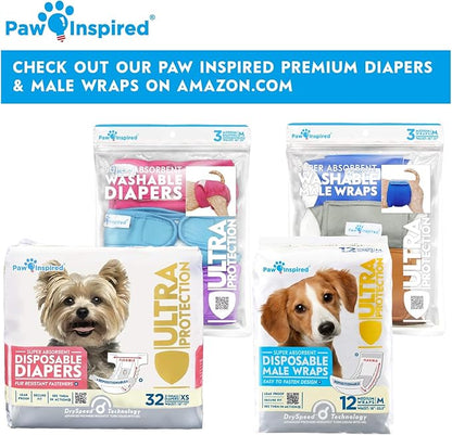 Paw Inspired Dog Diaper Suspenders with Velcro Fasteners | Stretchy Adjustable Suspenders for Female and Male Disposable and Washable Diapers | Fits Small, Medium and Large Size Pets (M/L, Black) - PAWPICO