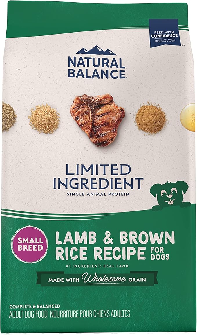 Natural Balance Limited Ingredient Small-Breed Adult Dry Dog Food with Healthy Grains, Lamb & Brown Rice Recipe, 4 Pound (Pack of 1) - PAWPICO