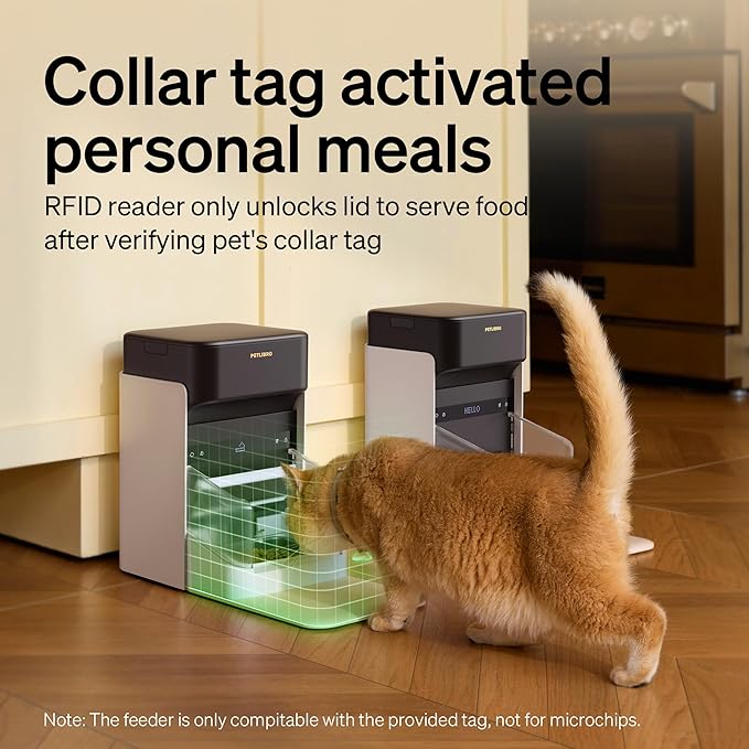 PETLIBRO Upgraded RFID Automatic Cat Feeder, 5G Wi-Fi Automatic Pet Feeder, 3L Auto Cat Feeder App Control with Light Collar Tag, Tag Activated One Automatic Cat Food Dispenser 1-10 Meals Control - PAWPICO
