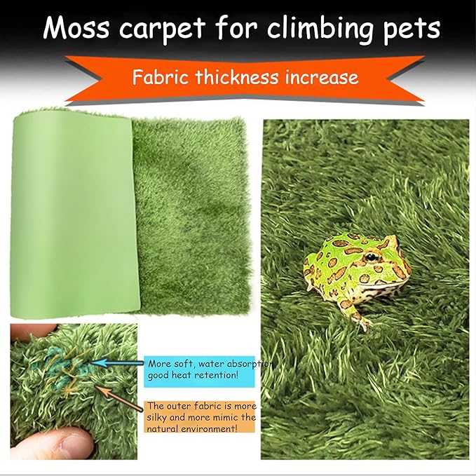 kathson 2 PCS Reptile Carpet Mat Terrarium Bedding Substrate Liner Mat Imitation Rainforest Crawler Mats for Snakes Bearded Dragon Gecko Chameleon Turtles Iguana（23.62 X 15.74 in） kathson