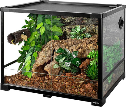 REPTIZOO Magnetic Reptile Hide Cave Resin Hollow Tree Trunk Hideout, Gecko Hide with Strong Magnetic Reptile Climbing Toy Reptile Tank Accessories for Crested Gecko,Lizard, Terrarium Decor REPTIZOO