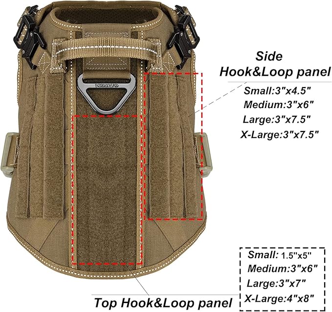 ICEFANG Tactical Dog Harness,Medium Size, 2X Metal Buckle,Working Dog MOLLE Vest with Handle,No Pulling Front Leash Clip,Hook and Loop Panel - PAWPICO
