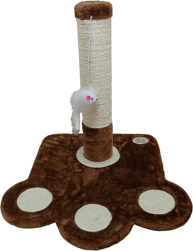 Go Pet Club Everyday Value 16in Small Sisal Covered Scratching Post Cat Tower Kitty Condo Kitten Furniture with Hanging Mouse for Indoor Cats, Brown - PAWPICO