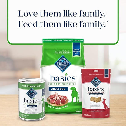 Blue Buffalo Basics Grain-Free Dry Dog Food for Adult Dogs, Limited Ingredient Diet, Lamb Recipe, 22-lb. Bag - PAWPICO