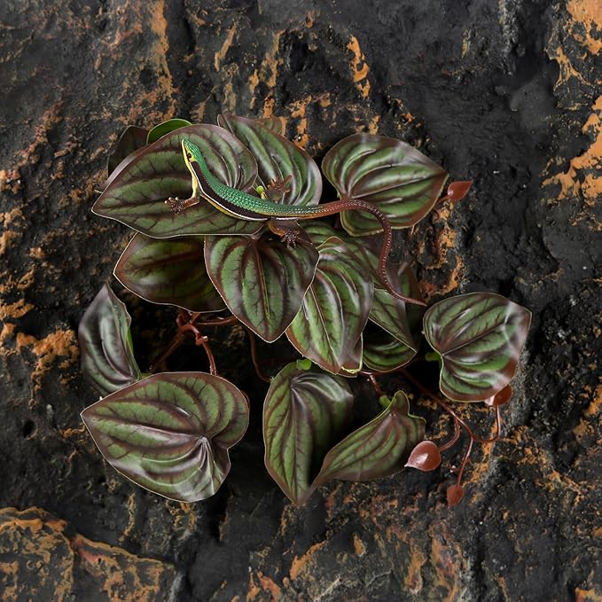 Fake Reptile Plants for Reptile Terrarium Plants, Reptile Plant Décor, Turtle Tank Plants with Suction Cup IBWell