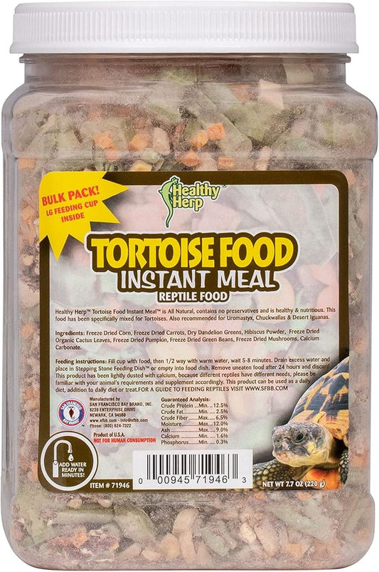 Tortoise Food Instant Meal for Reptiles - Nutritious Turtle Food, Tortoise Habitat Accessories, Tortoise Food - Made in USA - Ideal for Box Turtles, Lizards, Tortoises - 7.7 oz (220g) HealthyHerp