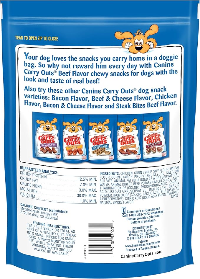 Canine Carry Outs Dog Treats, Beef Flavor, 22.5 Ounce (Pack of 4) - PAWPICO