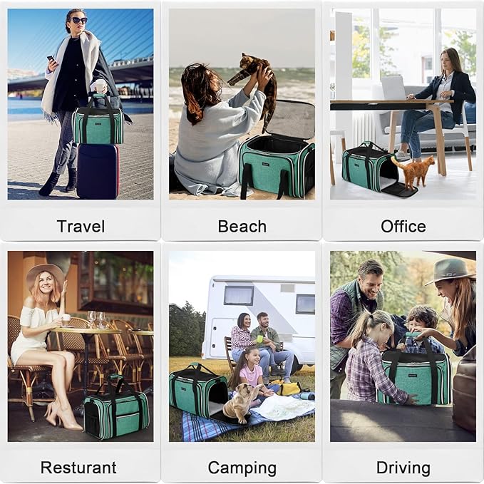 BAGLHER Cat Carrier Bag,Airline Approved Pet Carrier Soft Side Pet Travel 5 Sides Open Doors 3 Sides Expandable Foldable Dog Carrier with Fleece Pad - PAWPICO