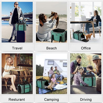 BAGLHER Cat Carrier Bag,Airline Approved Pet Carrier Soft Side Pet Travel 5 Sides Open Doors 3 Sides Expandable Foldable Dog Carrier with Fleece Pad - PAWPICO