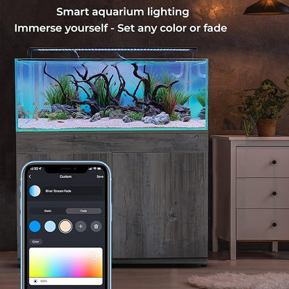 CURRENT USA ColorPlus Smart Freshwater Aquarium & Terrarium LED Light with App and Voice Control | Alexa & Google Home Compatible | Extra Vivid Colors for Fish Tank| Aluminum (for Tanks 48" to 60") Current+USA