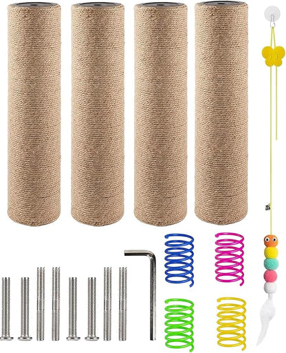 BNOSDM 4 Pcs 11.8”x2.75” M8 Replacement Scratching Post for Cat Tree Tower Rope Scratch Poles Refill Sisal Pole Part for Refurbishment Hemp Grey - PAWPICO