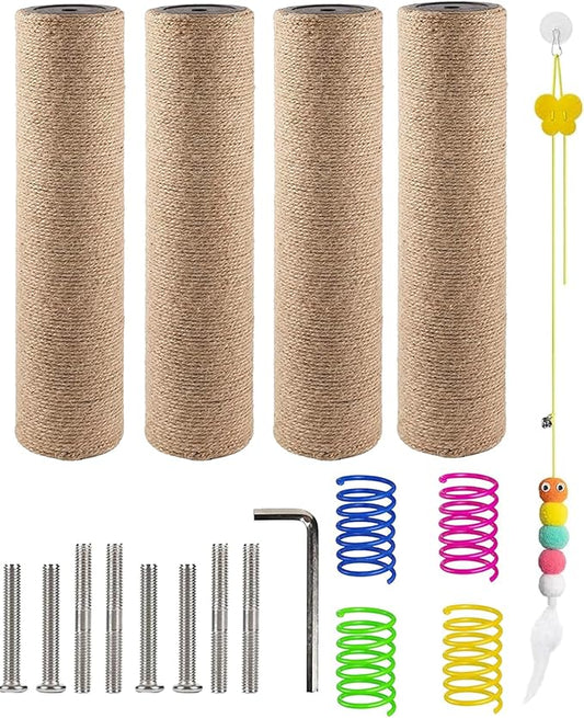 BNOSDM 4 Pcs 11.8”x2.75” M8 Replacement Scratching Post for Cat Tree Tower Rope Scratch Poles Refill Sisal Pole Part for Refurbishment Hemp Grey - PAWPICO