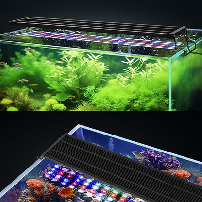 AQQA Aquarium Light for Plants Full Spectrum LED Fish Tank Light with Timer 14 Colors Adjustable Brightness Waterproof Fish Light for Aquarium 17-24 Inch (18W) AQQA