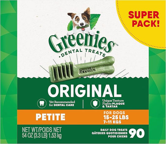 Greenies Original Petite Natural Dental Care Dog Treats, 54 oz. Pack (90 Treats) - PAWPICO