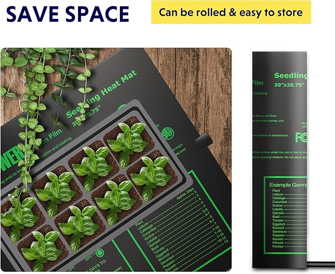 iPower Durable Waterproof Seedling Heat Mat 20"x20.75", Warm Hydroponic Heating Pad for Germination, Indoor Gardening, Greenhouse iPower