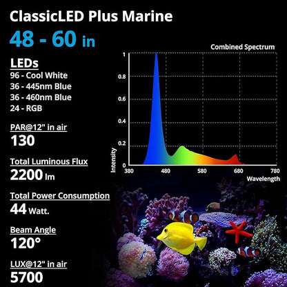 NICREW 48W Saltwater Aquarium Light, Marine LED Reef Light for Corals, Programmable Timer Controller, 48 to 60-Inch NICREW