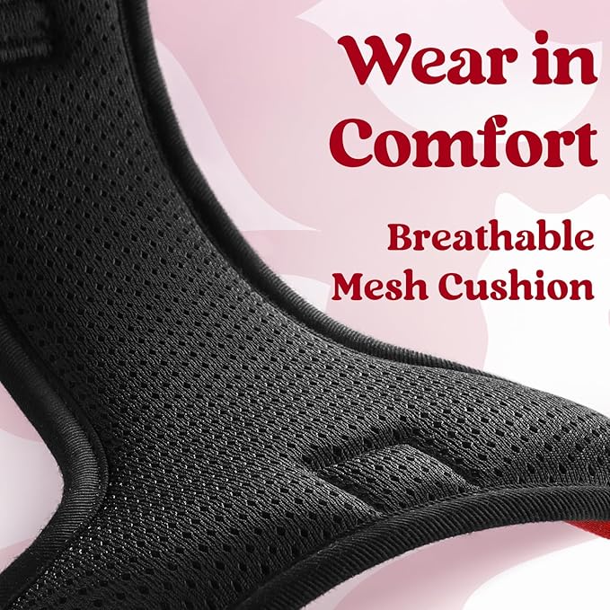 rabbitgoo Dog Harness Medium Sized, No Pull Pet Harness with 3 Buckles, Adjustable Soft Padded Pooch Vest with Instant Control Handle, Easy Walking Reflective Pet Vest for Medium Dogs, Red, M rabbitgoo