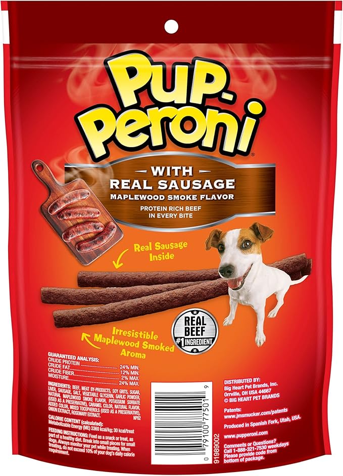Pup-Peroni Dog Treats, Real Sausage with Maplewood Smoke Flavor, 5.6 Ounce (Pack of 8), Made with Real Beef - PAWPICO