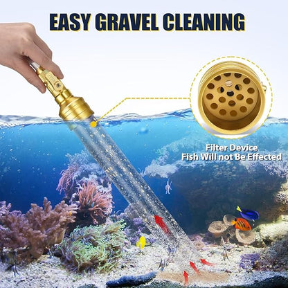 GADFISH Gravel Vacuum for Aquarium Water Changer Fish Tank Cleaning Tools, Siphon Universal Quick Pump Aquarium Water Changing (50ft) GADFISH