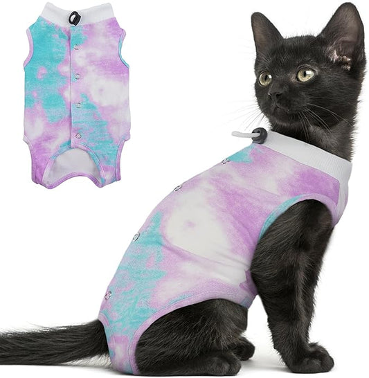 PUMYPOREITY Cat Recovery Suit, Cat Surgery Recovery Suit Female, Cat Spay Recovery Suit, Alternative to Cone of Shame, Cat Surgical Recovery Suit for Skin Diseases and Abdominal Wound, Purple, S PUMYPOREITY