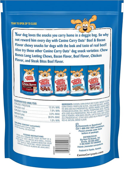 Canine Carry Outs Dog Treats, Beef & Bacon Flavor, 22.5 Ounce (Pack of 4) - PAWPICO