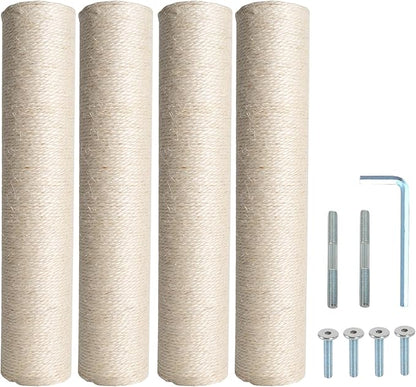 Dimaka Cat Scratching Post Replacement Pole, Cardboard and Sisal (Beige-4 Posts, 13.4 in/ 34 cm) - PAWPICO