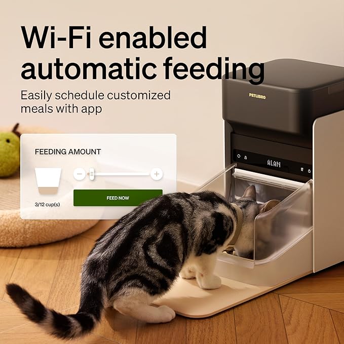 PETLIBRO Upgraded RFID Automatic Cat Feeder, 5G Wi-Fi Automatic Pet Feeder, 3L Auto Cat Feeder App Control with Light Collar Tag, Tag Activated One Automatic Cat Food Dispenser 1-10 Meals Control - PAWPICO