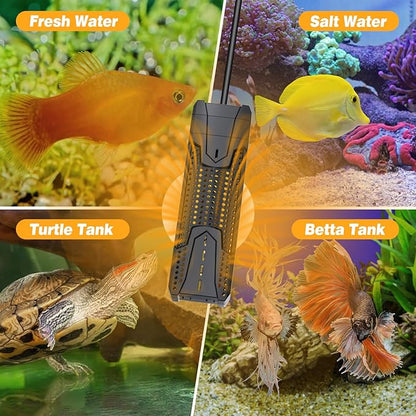 Aquarium Heater 300W/500W/800W/1000W for 20-300 Gal, Fish Tank Heater with Intelligent Leaving Water Automatica Stop Heating and Overheating Protection, for Freshwater & Saltwater MantaMaze