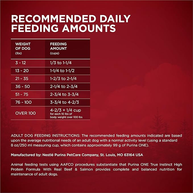 Purina ONE Natural High Protein Dry Dog Food Dry True Instinct with Real Beef and Salmon With Bone Broth and Added Vitamins, Minerals and Nutrients - 27.5 lb. Bag - PAWPICO