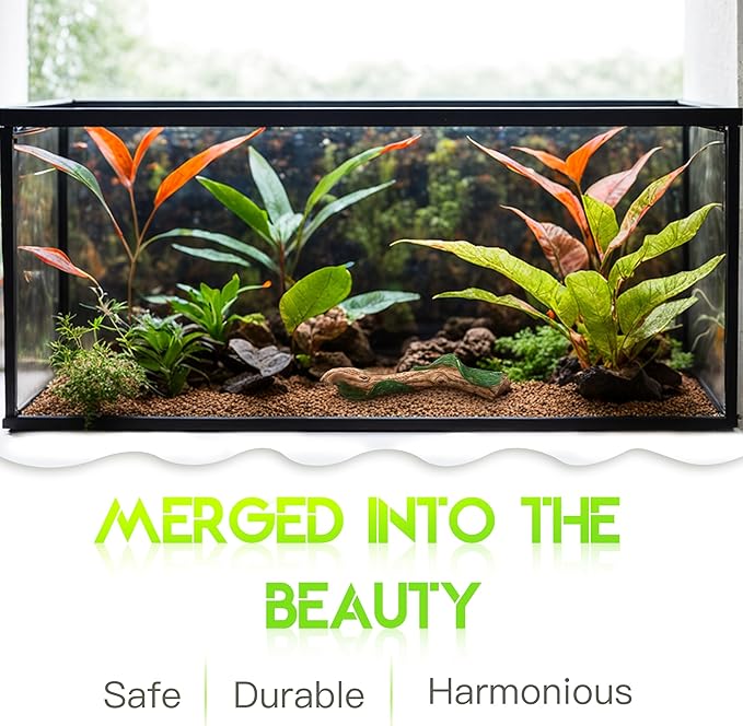 Lifelike Resin Climbing Branch Decor for Reptile Terrarium, Reptile Vivarium Habitat Decoration for Bearded Dragons, Geckos, Lizards, Snakes, 7.8 Inch ECKPO