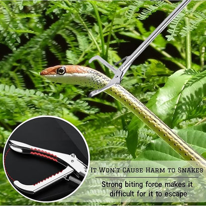 50" Snake Tongs Collapsible Grabber Tool, Professional Reptile Snake Catcher, 3 Foldable Sections Snake Hook,Stainless Steel Snake Pole Handling Tools - PAWPICO