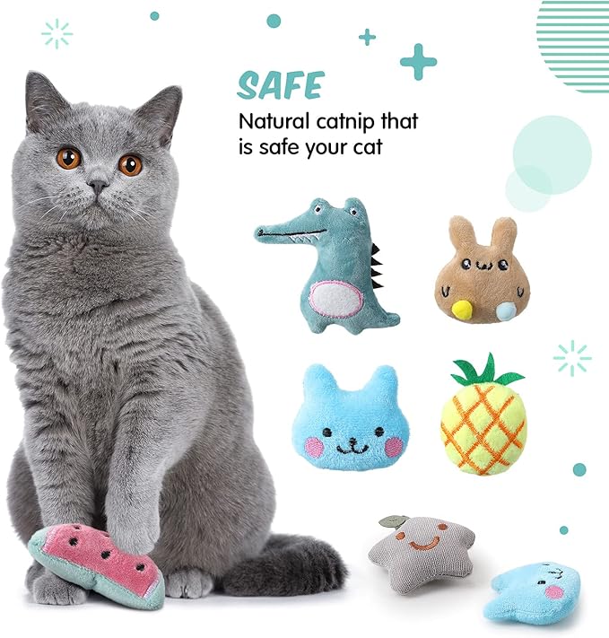 20 Pieces Catnip Toys for Indoor Cat Plush Cat Chew Toys Lovely Kitten Catnip Toys Cat Toys Kitten Entertaining Interactive Cat Toys for Cat Kitten (Lovely) - PAWPICO