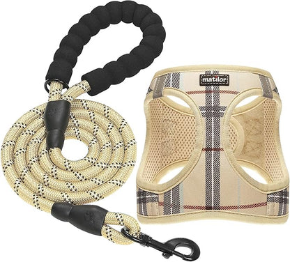 Dog Harness Step-in Breathable Puppy Cat Dog Vest Harnesses for Small Medium Dogs Beige matilor