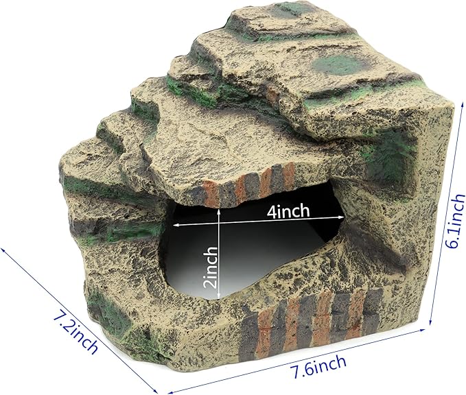 JIHAQUA Large Resin Reptile Tank Accessories Hideouts Cave Habitat Decor for Leopard Gecko Lizards Turtle JIHAQUA