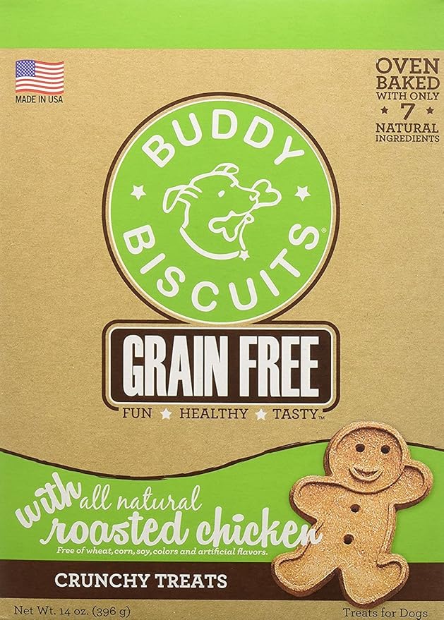 Buddy Biscuits 14 oz Box of Grain-Free Crunchy Dog Treats Made with Natural Roasted Chicken - PAWPICO