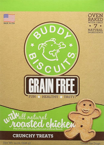 Buddy Biscuits 14 oz Box of Grain-Free Crunchy Dog Treats Made with Natural Roasted Chicken - PAWPICO