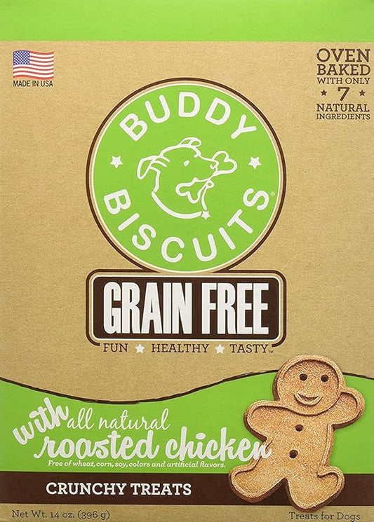 Buddy Biscuits 14 oz Box of Grain-Free Crunchy Dog Treats Made with Natural Roasted Chicken - PAWPICO