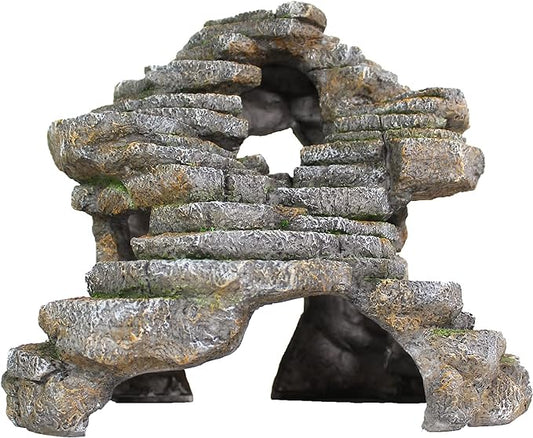 Penn-Plax Reptology Shale Scape Step Ledge & Cave Hideout – Decorative Resin for Aquariums & Terrariums – Great for Reptiles, Amphibians, and Fish – Extra Large Penn-Plax