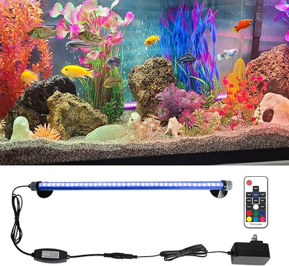 Submersible Fish Tank Aquarium Light: Bright Aquarium Lighting Full Spectrum - Adjustable Brightness Colors Change Underwater Led Strips with Remote and Suction Cups for Aquarium Fish Tank(11.8 Inch) SZMINILED