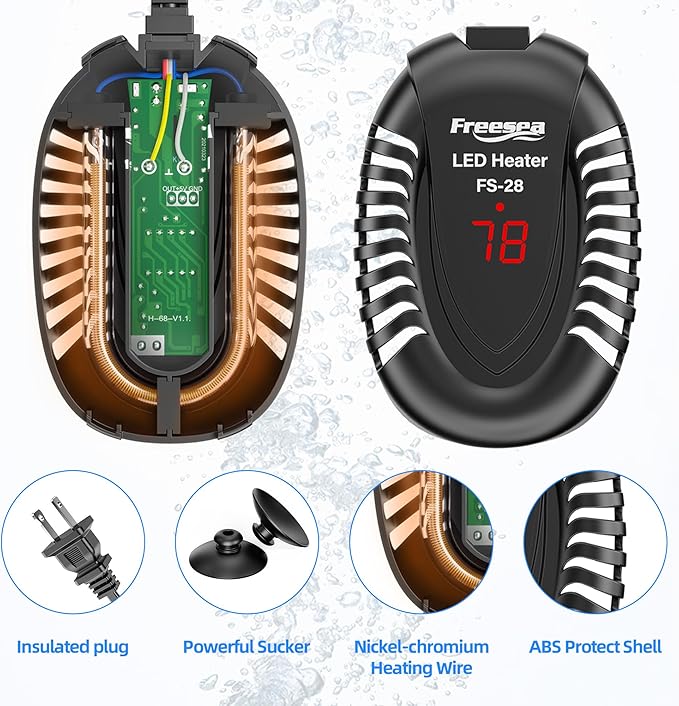 FREESEA Aquarium Fish Tank Heater: 75W Small Submersible Turtle Heater with Adjustable Temperature External Controller for Betta | Saltwater | Freshwater | 5-15 Gallon FREESEA