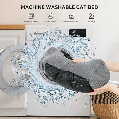 Cat Dog Bed for Pets, Rectangle Pet Bed Gift for Puppy and Kitten, Machine Washable Calming Fluffy Pet Couch Sofa for Indoor Outdoor, Portable Soft Cat Bed with Non-Slip Bottom (Small, Grey) - PAWPICO