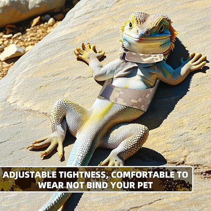 Bearded Dragon Harness and Leash, Adjustable Lizard Bearded Dragon Reptile Harness, Bearded Dragon Lizard Reptiles for Walking Outdoor to Prevent Escape (Brown) PAWPICO