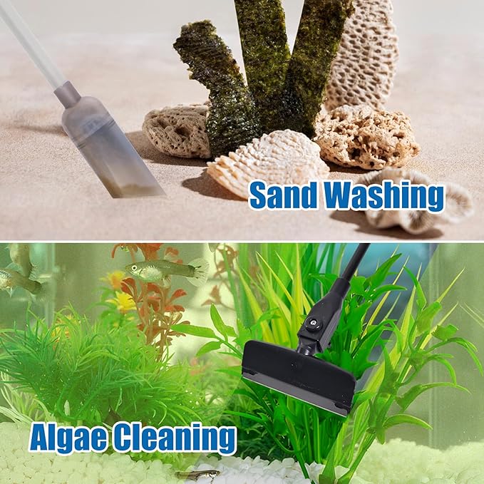 Aquarium Cleaning Kit - Fish Tank Gravel Vacuum Cleaner & Algae Scraper for Glass Tanks, Easy Water Change & Algae Removal for Freshwater & Saltwater Tanks, Maintain Clear & Healthy Water PAWPICO