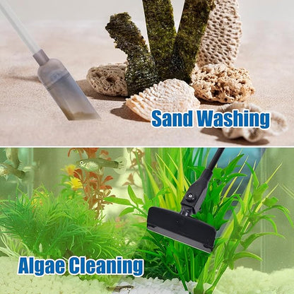 Aquarium Cleaning Kit - Fish Tank Gravel Vacuum Cleaner & Algae Scraper for Glass Tanks, Easy Water Change & Algae Removal for Freshwater & Saltwater Tanks, Maintain Clear & Healthy Water PAWPICO
