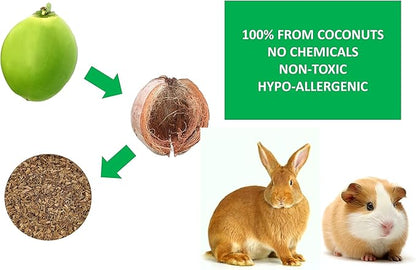 Small Animal Bedding & Litter - 20 Liter - with Activated Charcoal Odor Control - Coco Chip Substrate for Rabbit, Hamster - Reptile Terrarium for Snakes, Dragon Lizards & Turtle, Tortoise CoirWonder