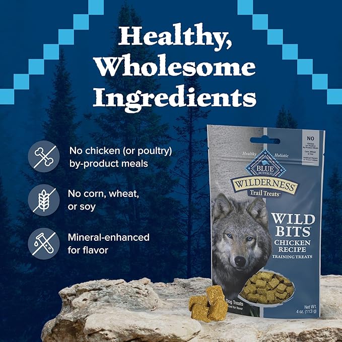 Blue Buffalo Wilderness Wild Bits Soft & Chewy Training Treats for Dogs, Grain-Free, Chicken Recipe, 10-oz. Bag - PAWPICO