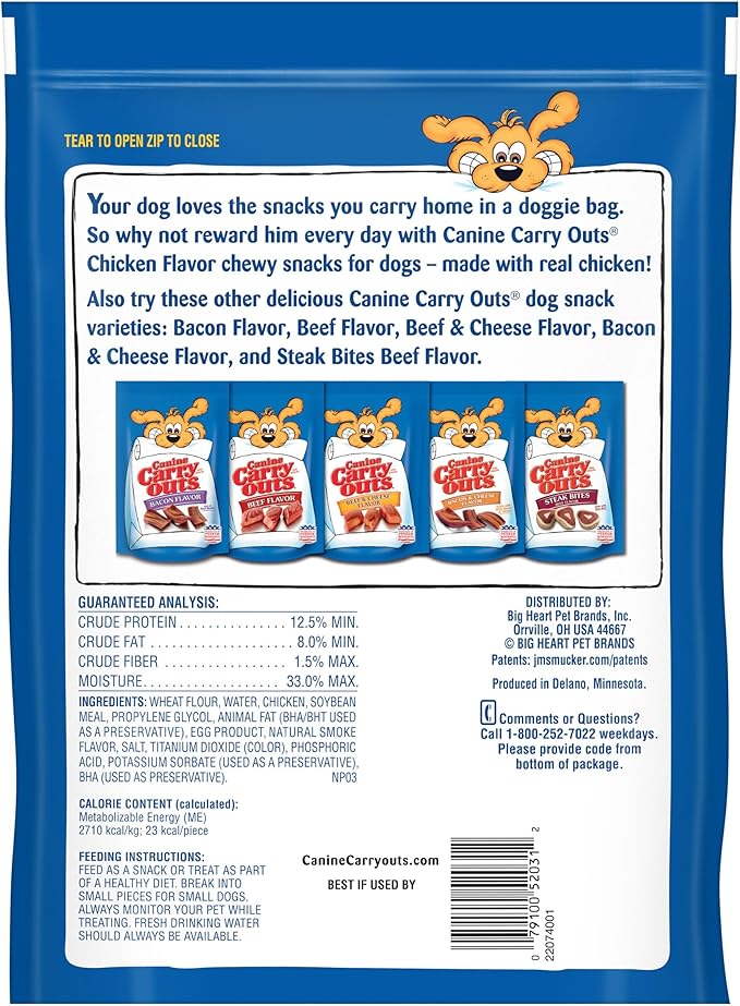 Canine Carry Outs Dog Treats, Chicken Flavor, 22.5 Ounce (Pack of 4), Made with Real Chicken - PAWPICO