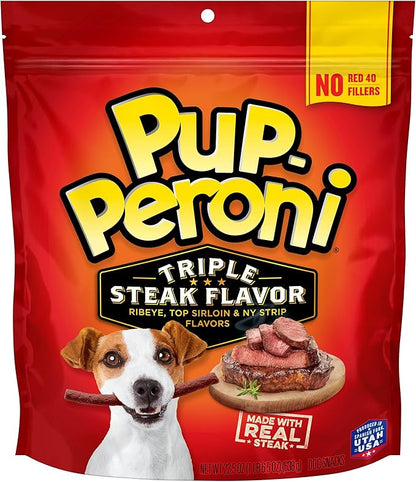 Pup-Peroni Dog Treats, Triple Steak Flavor, 22.5 Ounce, Ribeye, Top Sirloin, NY Strip Flavors - PAWPICO